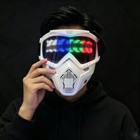 Cool White Black Full Face Mask LED Bluetooth App Button Press Control Patterns Headgear Mask Adult Cosplay Mask