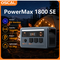 Oscal Powermax 1800 SE 1024Wh LiFePO4-Akku Tragbare Powerstation 1800W Solargenerator für Zuhause Outdoor Camping 800W Schnellladung 11 Ausgangsports USV IP54 Wasserdicht