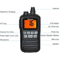 Recent VHF Marine Radio IP67 Waterproof Handheld Float Walkie Talkie 156-163MHz 3W 10 NOAA Weather Channels for Boating