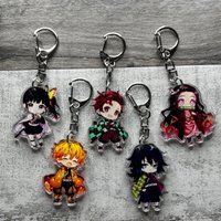 Keychain for Demon Slayer Giyuu Tomioka Zenitsu Agatsuma Nezuko Kamado Anime Cartoon Game Collection Acrylic Toys Birthday Gifts