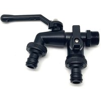 1Pcs Black Alloy Faucet Outdoor Garden Anti-Freeze Bibcocks With Dual Outlet For 1/2 Inch Outdoor Hose Faucet Garden