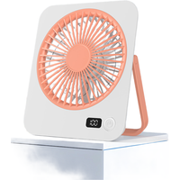 USB Powered Ultra Thin Desk Fan 16.5cm Portable Hanging Fan 5 Speed Quiet 30dB for Office Dorm Study Camping with Foldable Stand