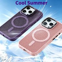 New Arrival Honeycomb Grid Mesh Cooling for Magsafe Case for iPhone 17 16 15 Pro Max Alloy Lens Bracket Wireless Charging Cover