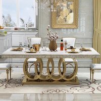 custom.Modern Luxury Top-Notch Dining Table Set Rectangular Marble Hotels and Restaurants Elegant Dining Room Furniture
