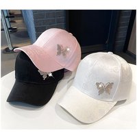 Ladies Summer New Versatile Cap Rhinestone Butterfly Sweat Absorbing Sunscreen Sun Hat Fashion Versatile Baseball Cap Breathable