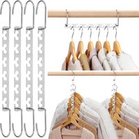 6-hole stainless steel folding metal hanger multifunctional space saving for heavy-duty wardrobe organization and storage