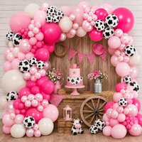 120Pcs Cowgirl Balloon Arch Kit Cow Print Balloons Pink Balloon Garland for Last Rodeo Bachelorette Decorations Birthday Decor