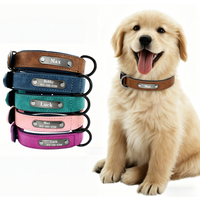 Personalized Name ID Tags Dog Collars Custom Text Name PU Leather Dog Collar For Small Medium Large Dogs Pitbull Bulldog Beagle