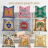 Boho Retro Animal Cushion Cover Pillow Cover Leopard Palm Tree Throw Pillow Case Sun Evil Eye Sofa Living Room Decor Peach Skin