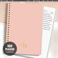 A5 Pink Spiral Notebook Journal with Waterproof Cover Thick Paper Lined Pages for Writing Notes Office School Diary