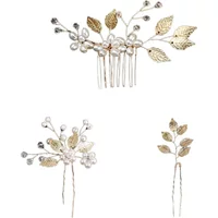 4Pcs Flower Hairpin Set Wedding Side Combs Leaf Shaped Tiaras Bride Hair Clips Jewelry Fashion Headwear for Bridal Party