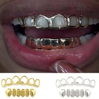 ZAKOL A Set Of Fashion Six-Tooth Hollowed-Out/Smooth Lower Teeth Hip-Hop Tooth Ornaments Stage Props Accessories Gifts