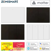 Zemismart Matter WiFi Smart Wall Light Switch 1 2 3 4 6 Gang Neutral Required with Big Button Homekit SmartThings Home Assistant