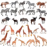 Simulation Wild Forest Animals Okapi Giraffe Wildebeest Zebra Plastic Model Figure Educational Collection Gift For Kids