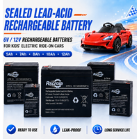 New 6V 12V Rechargeable Battery 5Ah 7Ah 8Ah 12Ah Sealed Lead Acid Replacement for Kids Ride On Car Motorcycle Stroller