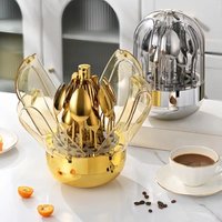 Silver Egg Shaped Tableware 24Pcs Stainless Steel Knife Fork Spoon Set Western Food Cutlery With Snack Plate