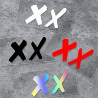 2PCS Reflective X Eyes Sticker Set Personality Design Red White Laser Reflective Decal For Motorcycle Scooter Bicycle Helmet