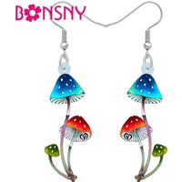 BONSNY Acrylic Novelty Colorful Mushroom Earrings Drop Dangle for Women Girls Spring Summer Charms Jewelry Gifts Accessories