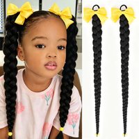 2pcs Synthetic Hair Ponytail With Bow Clip, Children's Pigtail, Natural New Chinese Style Braid Ponytail