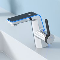 High End Temperature Display Basin Faucet LED Light 2 Modes Sprayer Hot Cold Water Sink Mixer Wash Tap Single Hole For Bathroom