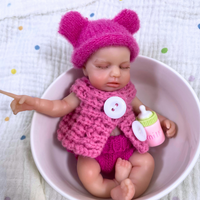 Mini 6 Inch 15CM Full Solid Silicone Reborn Baby Doll LouLou Girl Washable Body Lifelike Soft Silicone Birthday Christmas Gift