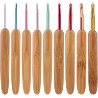 9Pcs Bamboo Crochet Hooks Set Lace Crochet Needles 2.0mm 6.0mm Knitting Needles Handle Weave Yarn Sewing Tools Crochet Set