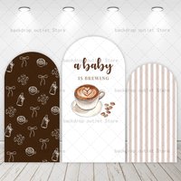 Mehofond Coffee Baby Shower Arch Backdrop Cover A Baby is Brewing Birthday Decor Arched Background Party Decorations