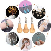 3pcs Single End Lock Nozzle Pin Vise Wooden Handle Pear Shape Graver Type Chuck Silver Jewelry Production Tool Engraving Work