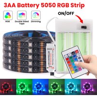 5V 5050 2835 RGB LED Strip Light Battery Power Remote Control 30 60 Leds Flexible Tape Waterproof Home Decoration 0.5m 1m 2m 5m