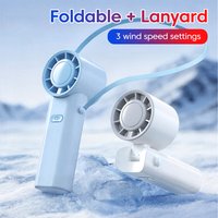 Portable Turbo Handheld Fan Foldable Mini Air Cooler 3 Wind Speed USB Rechargeable Neck Lanyard Fan For Outdoor Travel Camping