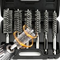 6Pcs Stainless Steel Wire Brush Drilling Cleaning Brush Set Hexagonal Handle Machinery Deburring Polish Rust Removing Tools