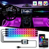 Neon Led Car Lights Strip Ambient Light Auto Wireless Remote Music APP Control RGB Atmosphere Decorative Lamp Auto Accessories