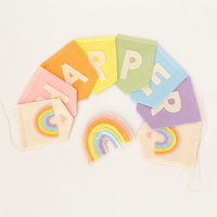Pastel rainbow name bunting, Personalised nursery garland, Felt playroom banner, Custom name party decor