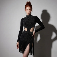 Latin Dance Dress Woman Ball Black Clothing Stage Costume Practice Wear Skirts Female Parties Competition Formal Girls Dancewear