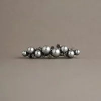 Elegant Grey Pearl Rhinestone Hair Clip Spring Clip High-end Women's Back of Head Half-tied One-word Hairpin Hair Accessories
