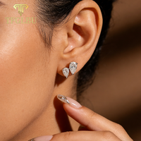 TFGLBU 3CT D VVS1 Pear Cut Moissanite Earrings for Women GRA Certified Lab Grow Diamond Solid S925 Silver Ear Stud Fine Jewelry