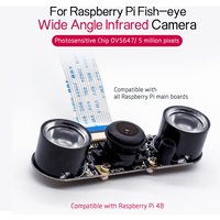 Keyestduio IR Camera Night Vision FISH-eye Camera For Raspberry PI 4B Wide Angle Infrared Wth Acrylic Holder Heat SinkFor RPI 4B