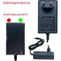 EU Plug Children's Electric Car Charger 24V1A with Light Prompt, Ride on Toys Car Power Adapter, 6V 12V Battery Charger, 2.1MM