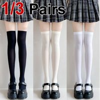 1/3 Pairs Women Summer Solid Color Knee High Socks Lightweight Breathable Soft Comfortable Fashionable JK Style Casual Socks