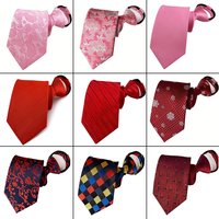 Hot Sell 8CM Zipper Tie Men Bridegroom Wedding Stripes Necktie Lazy Pre-tied Ties Pink Red Color Necktie For Men Women