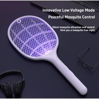 2-in-1 Electric Mosquito Racket Rechargeable Lithium Battery Mosquito Killer Lamp Silent Low Voltage Bug Zapper For Home