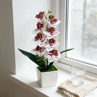 New Artificial 8-Head Butterfly Orchid Square Potted Bonsai, Bedroom, Home and Living Room Decoration, 3D Movie Simulation Flowe