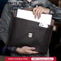 Genuine Leather Laptop Sleeve Case for MacBook Air M1 M2 M3 M4 Pro 13 13.3 13.6 14 14.2 Inch Mac Book Handbag Envelope Cover Bag