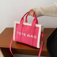 Trendy Letter Plush Crossbody Bag Casual Quilted Tote Shoulder Bag Women Christmas Birthday Gift