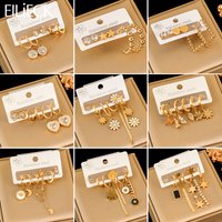 EILIECK 316L Stainless Steel Earrings Set For Women Fashion New 18K Gold Plated Ear Waterproof Jewelry Lady Gift Party сережки