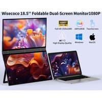 18.5 Inch 120Hz Touch Double Screen Dual Portable Monitor 1080P 360° Folding Stacked Triple Display for Laptop PC Phone PS5 Game