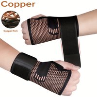 1Pcs Copper Fiber Wrist Brace Gloves - Adjustable Compression Straps Hand Braces for Men & Women
