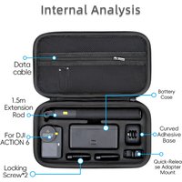 Portable Case Handbag shoulder bag PU Waterproof Storage Battery Charger Selfie Stick Adapter Box for DJI OSMO Action 6 Camera