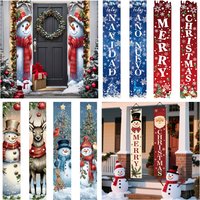 Merry Christmas Door Couplets Banner Snowman Reindeer Santa Claus Indoor Outdoor Hanging Decoration Background Door Supplies