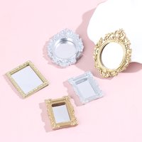 Cadre Miniature pour maison de poupée 1/12, accessoires, meubles miniatures, miroir mural pour salle, Mini miroirs classiques pour maison de poupée, 1 pièce